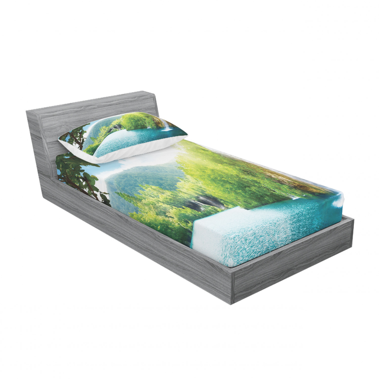Ambesonne Landscape Floral Fitted Sheet Pillow Sham Set Bedding Decor in 4 Sizes - Picture 50 of 244