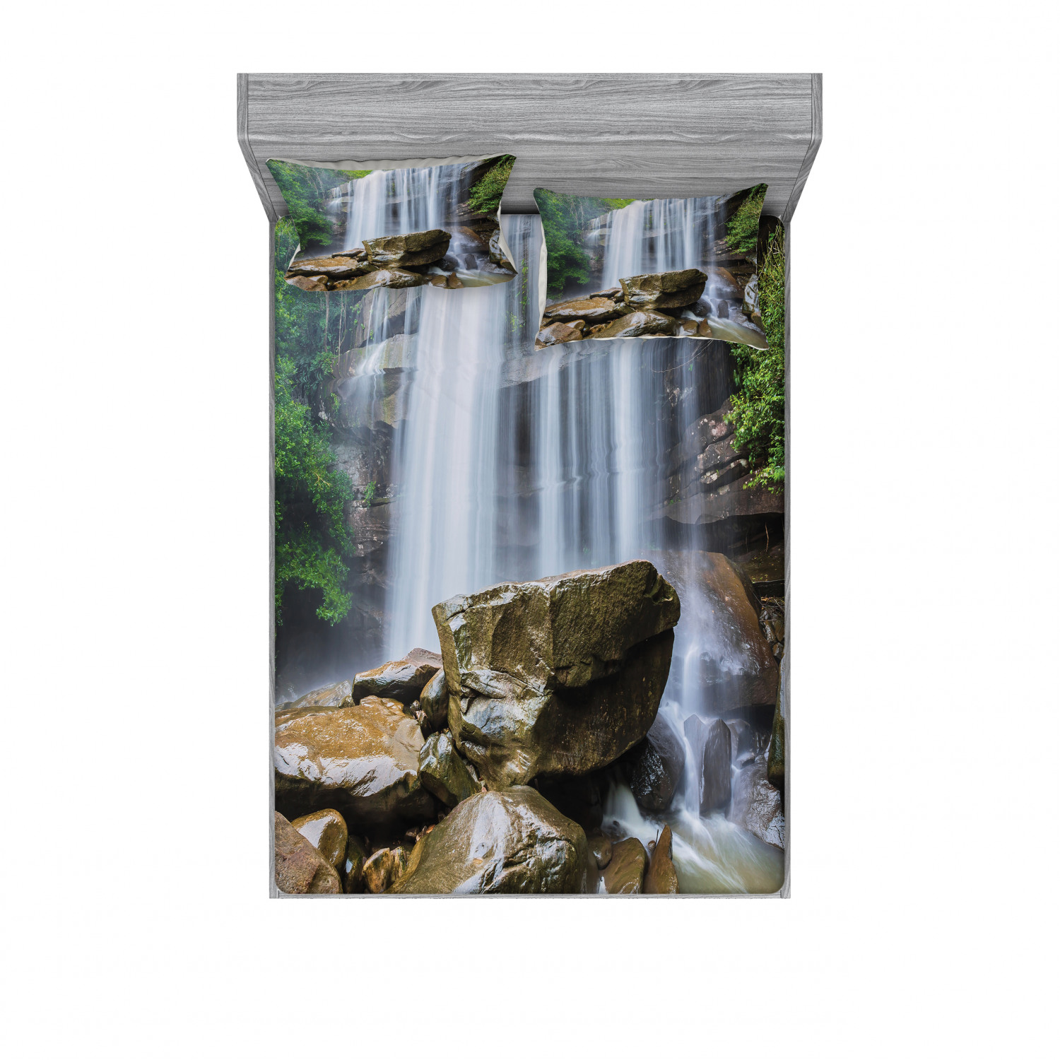 Ambesonne Landscape Floral Fitted Sheet Pillow Sham Set Bedding Decor in 4 Sizes - Picture 207 of 244
