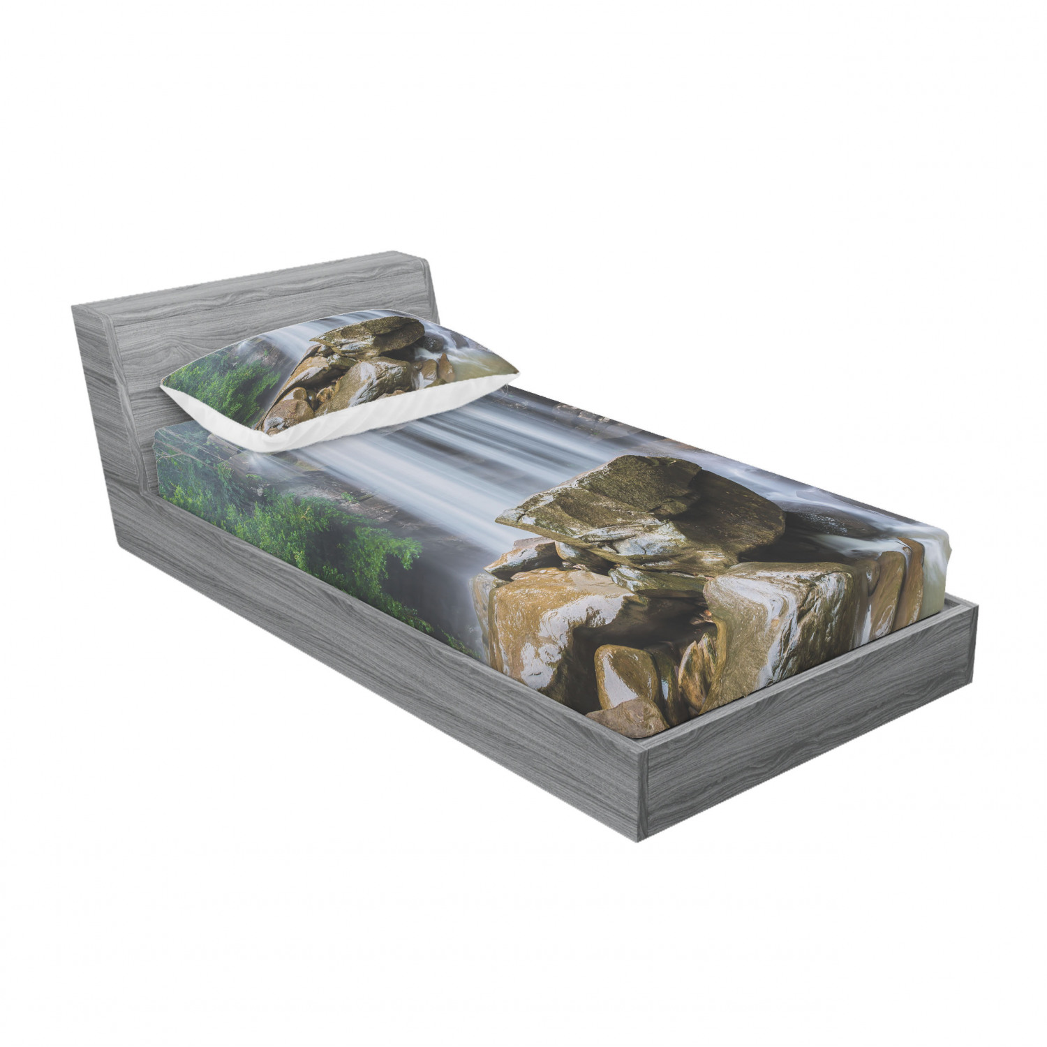 Ambesonne Landscape Floral Fitted Sheet Pillow Sham Set Bedding Decor in 4 Sizes - Picture 206 of 244