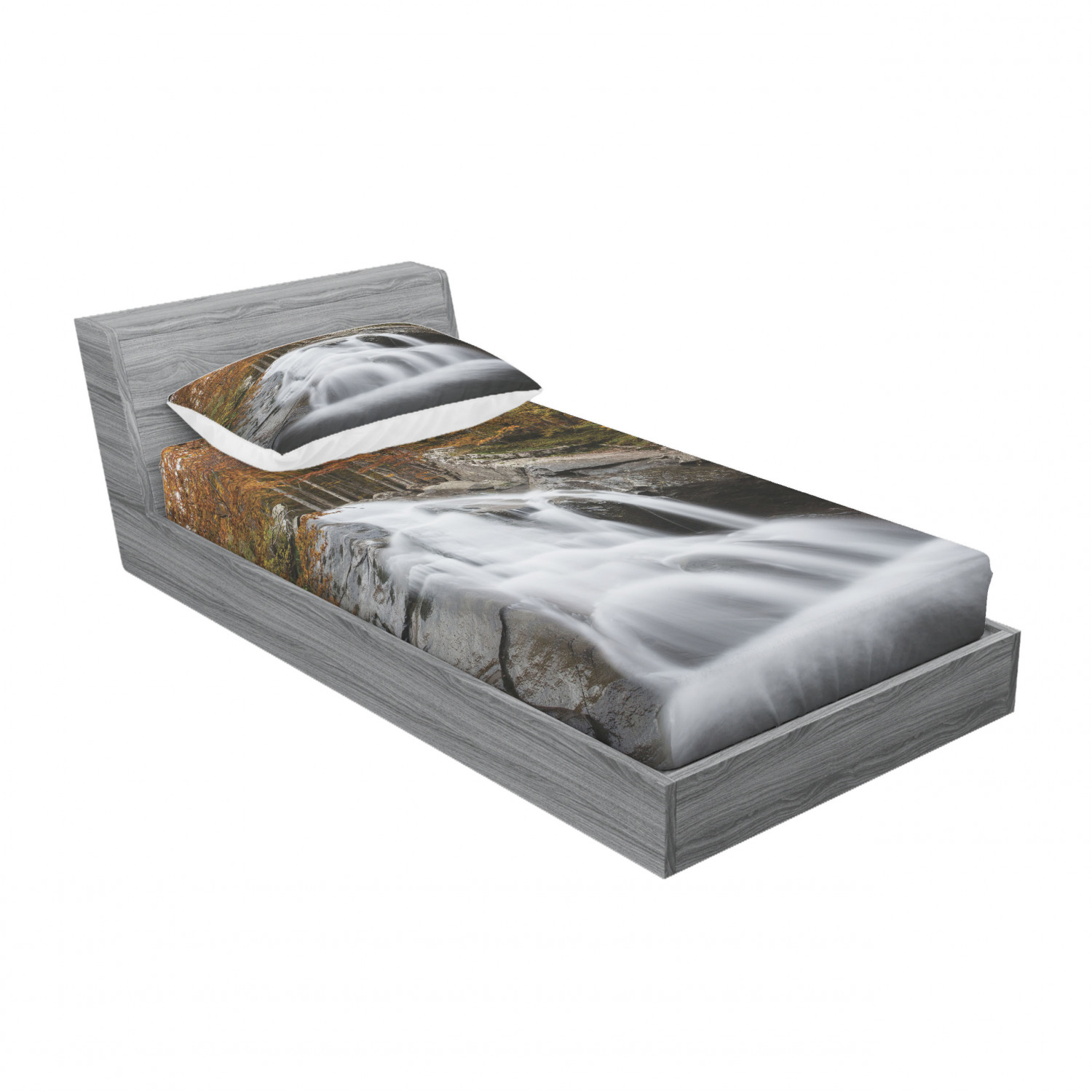 Ambesonne Landscape Floral Fitted Sheet Pillow Sham Set Bedding Decor in 4 Sizes - Picture 62 of 244