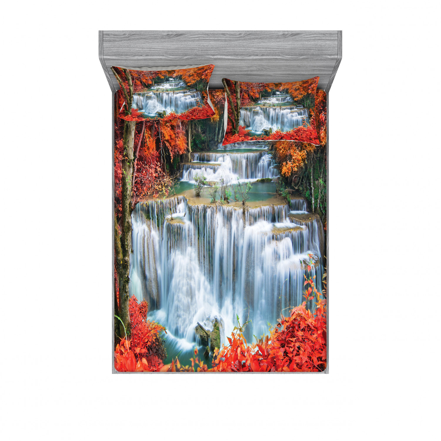 Ambesonne Landscape Floral Fitted Sheet Pillow Sham Set Bedding Decor in 4 Sizes - Picture 23 of 244