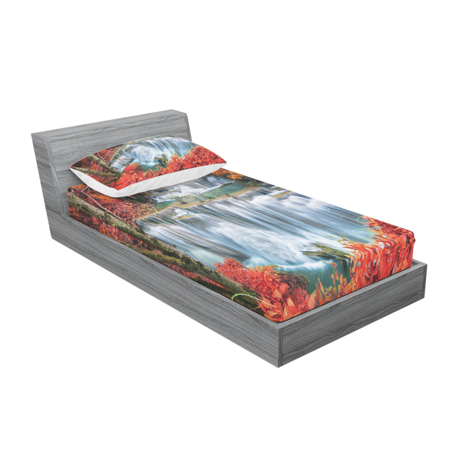 Ambesonne Landscape Floral Fitted Sheet Pillow Sham Set Bedding Decor in 4 Sizes - Picture 22 of 244