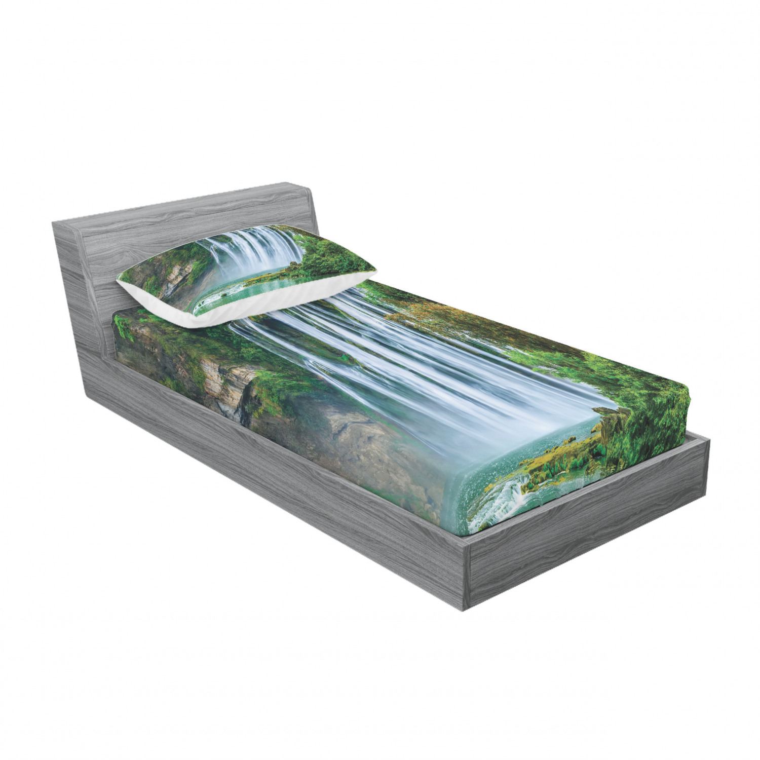 Ambesonne Landscape Floral Fitted Sheet Pillow Sham Set Bedding Decor in 4 Sizes - Picture 94 of 244