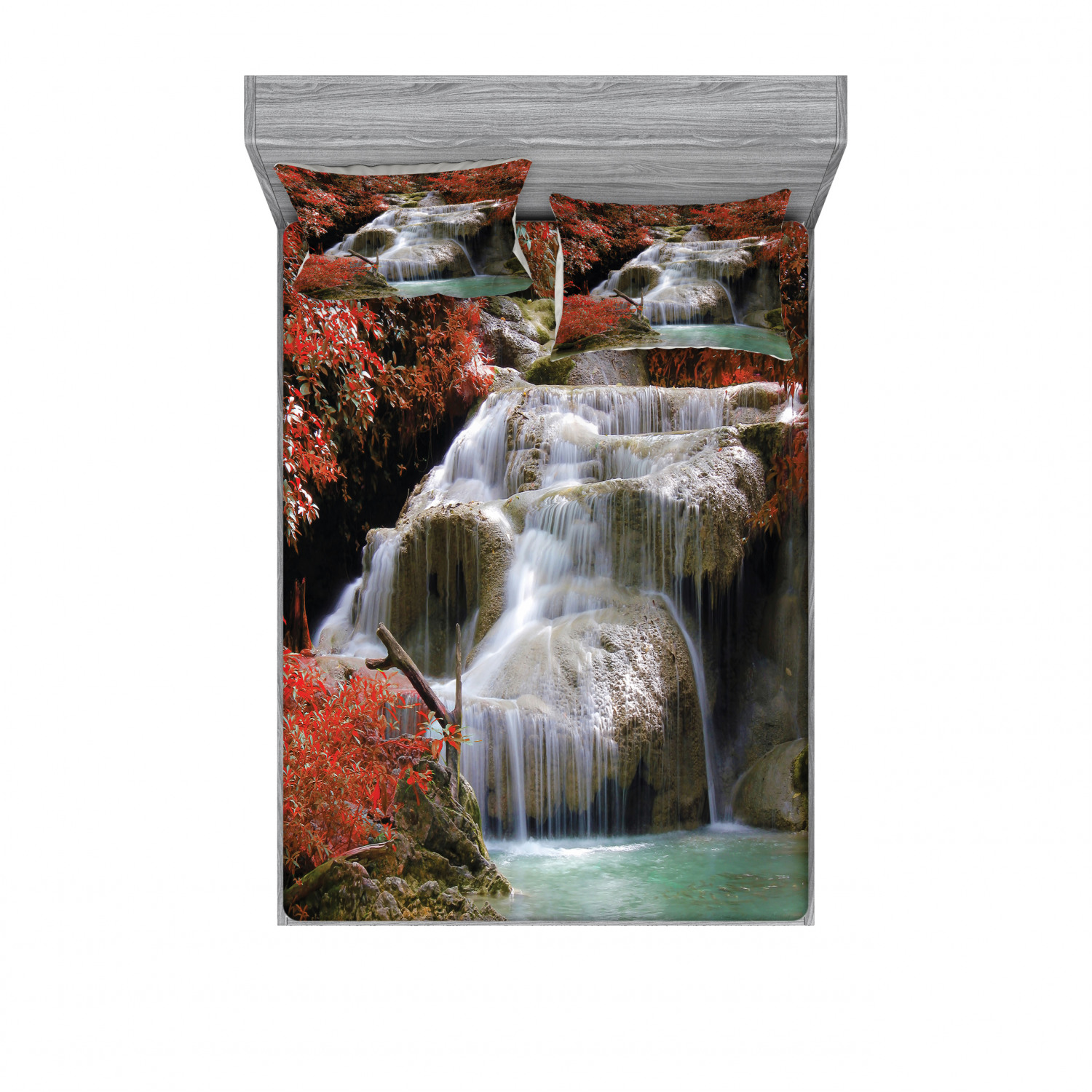 Ambesonne Landscape Floral Fitted Sheet Pillow Sham Set Bedding Decor in 4 Sizes - Picture 67 of 244