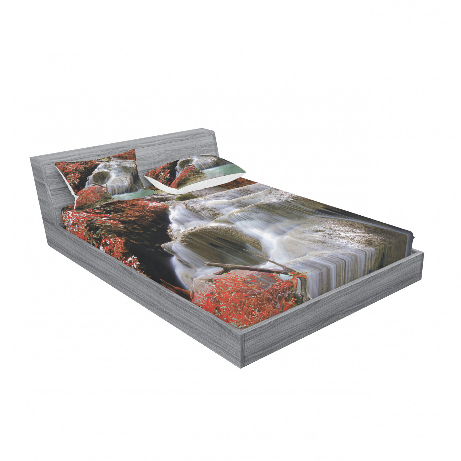 Ambesonne Landscape Floral Fitted Sheet Pillow Sham Set Bedding Decor in 4 Sizes - Picture 68 of 244