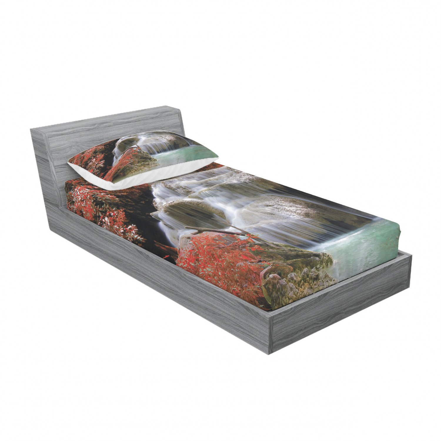 Ambesonne Landscape Floral Fitted Sheet Pillow Sham Set Bedding Decor in 4 Sizes - Picture 66 of 244