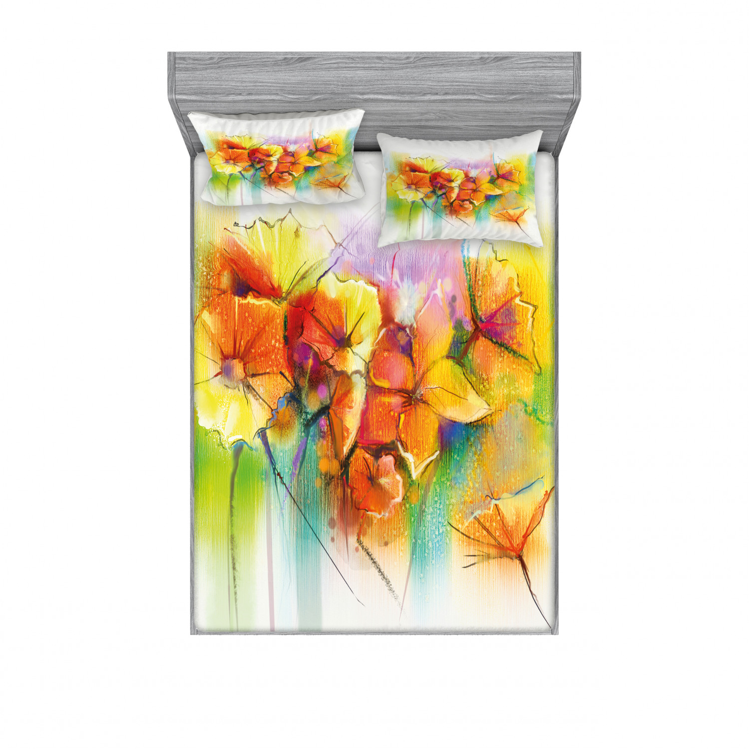 Ambesonne Floral Vintage Fitted Sheet Pillow Sham Set Bedding Decor in 4 Sizes - Picture 11 of 244