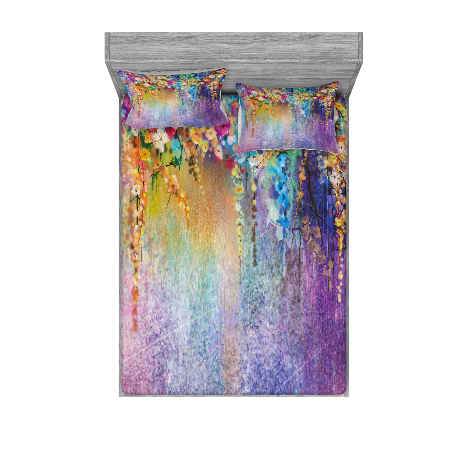 Ambesonne Floral Vintage Fitted Sheet Pillow Sham Set Bedding Decor in 4 Sizes - Picture 15 of 244