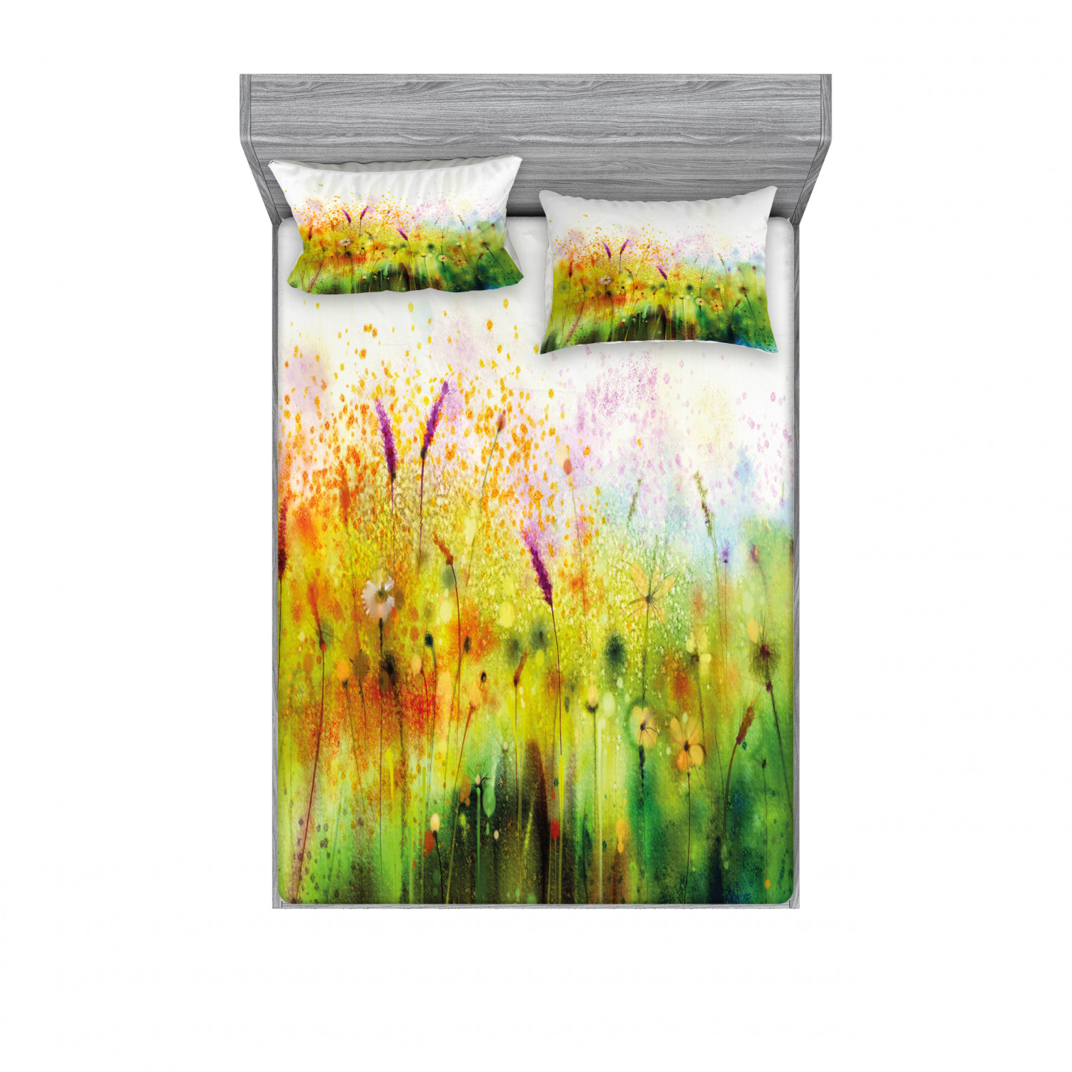 Ambesonne Floral Vintage Fitted Sheet Pillow Sham Set Bedding Decor in 4 Sizes - Picture 235 of 244