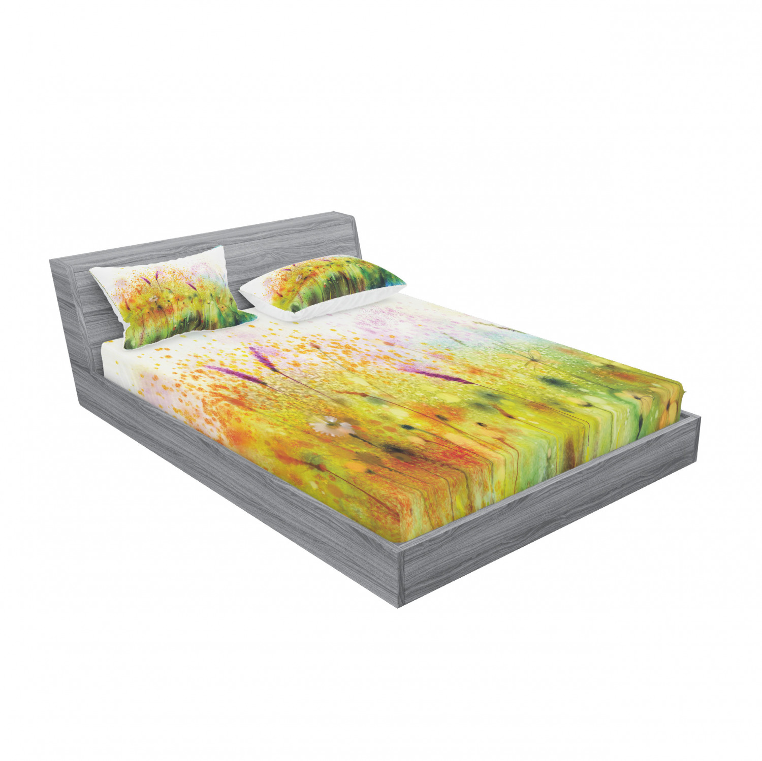 Ambesonne Floral Vintage Fitted Sheet Pillow Sham Set Bedding Decor in 4 Sizes - Picture 236 of 244