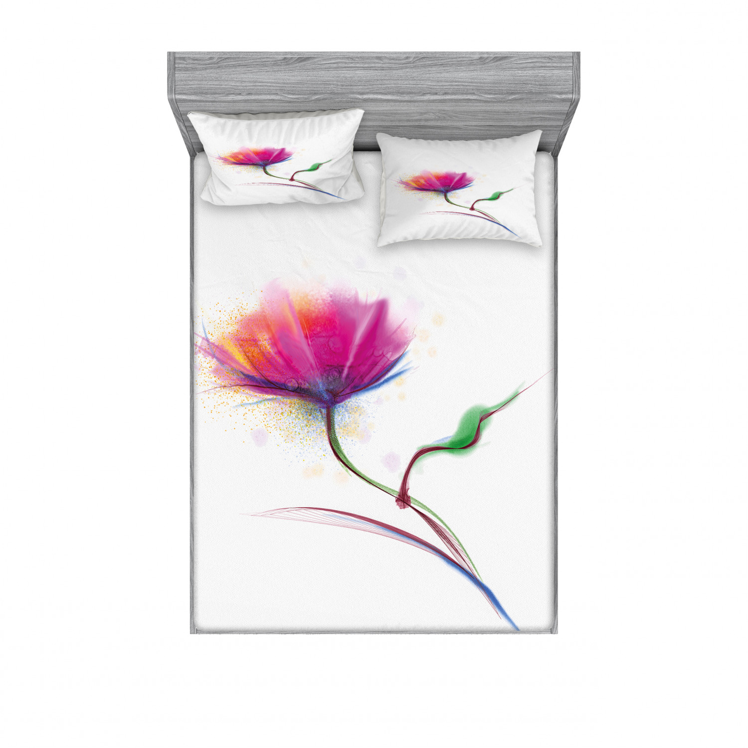 Ambesonne Floral Vintage Fitted Sheet Pillow Sham Set Bedding Decor in 4 Sizes - Picture 243 of 244