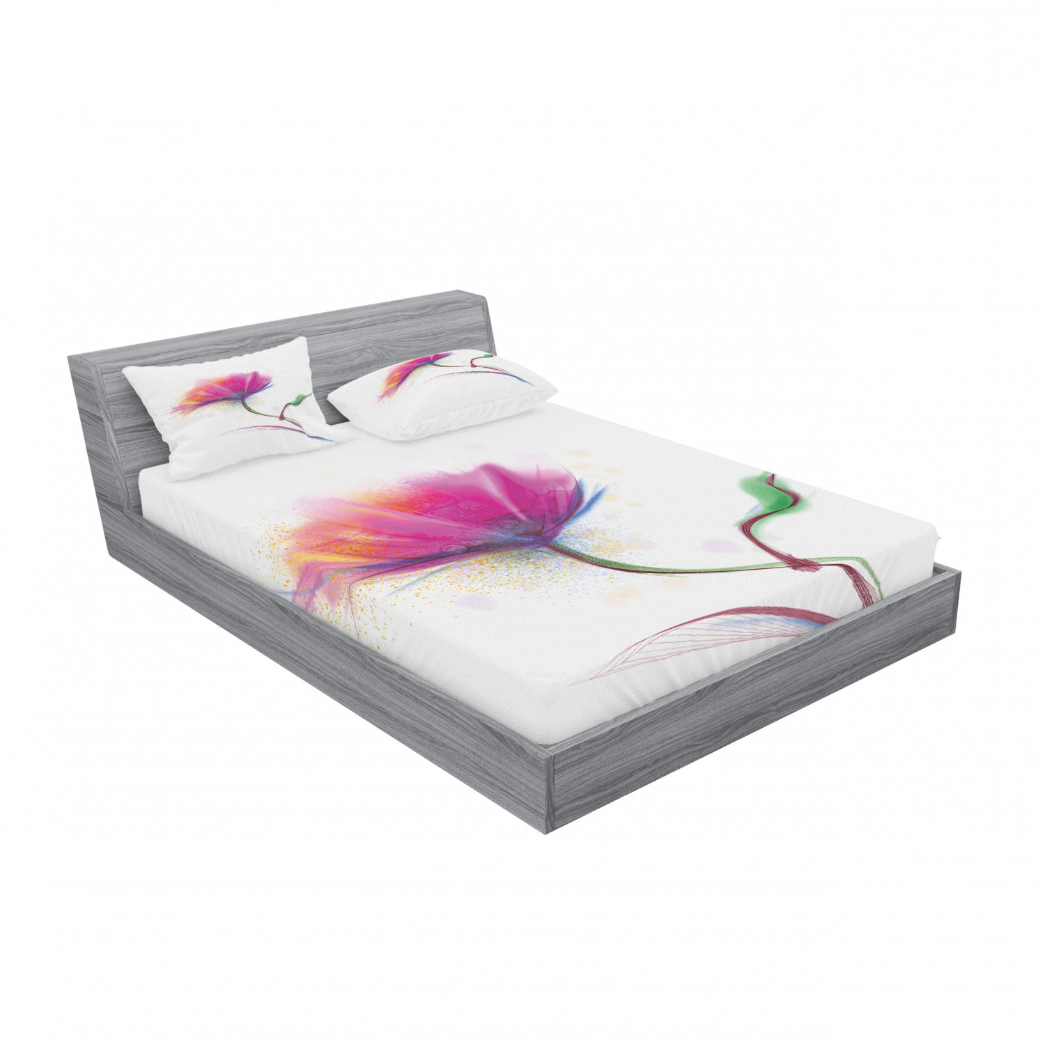 Ambesonne Floral Vintage Fitted Sheet Pillow Sham Set Bedding Decor in 4 Sizes - Picture 244 of 244