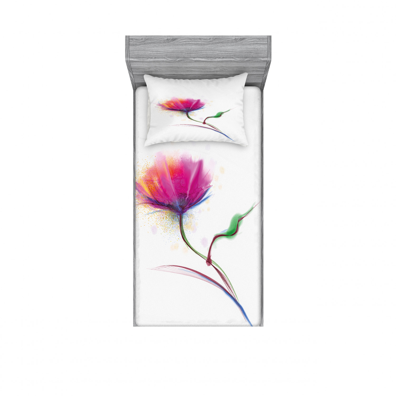 Ambesonne Floral Vintage Fitted Sheet Pillow Sham Set Bedding Decor in 4 Sizes - Picture 241 of 244