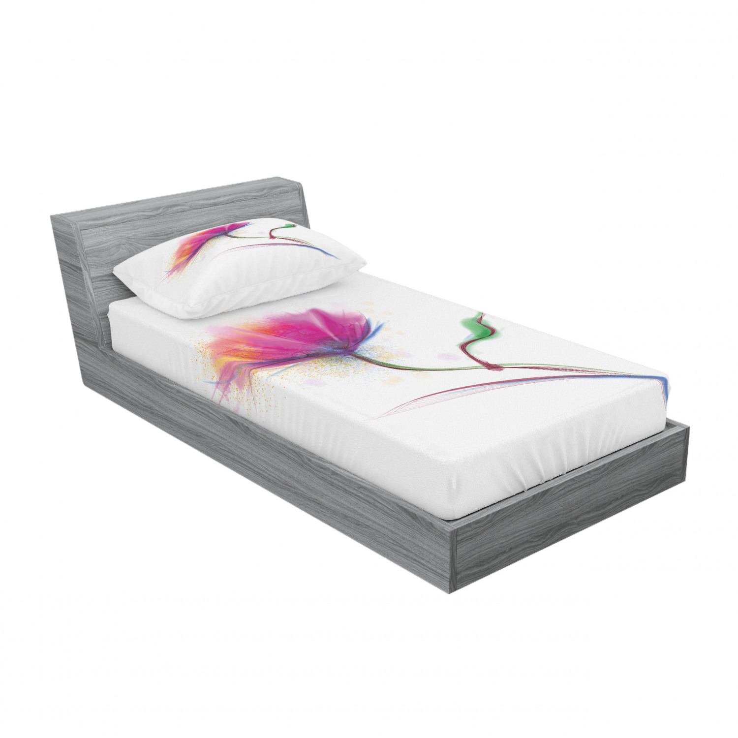 Ambesonne Floral Vintage Fitted Sheet Pillow Sham Set Bedding Decor in 4 Sizes - Picture 242 of 244