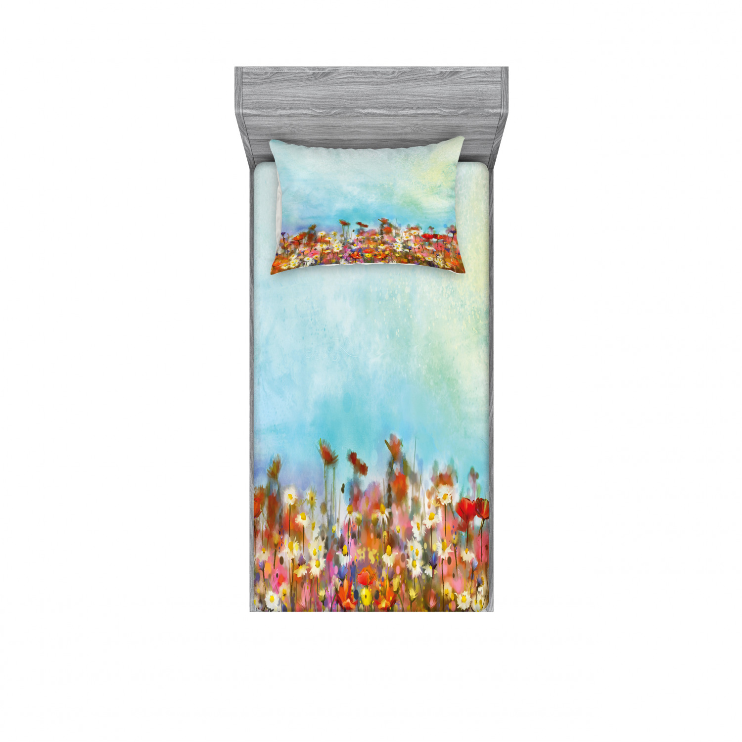 Ambesonne Floral Vintage Fitted Sheet Pillow Sham Set Bedding Decor in 4 Sizes - Picture 77 of 244