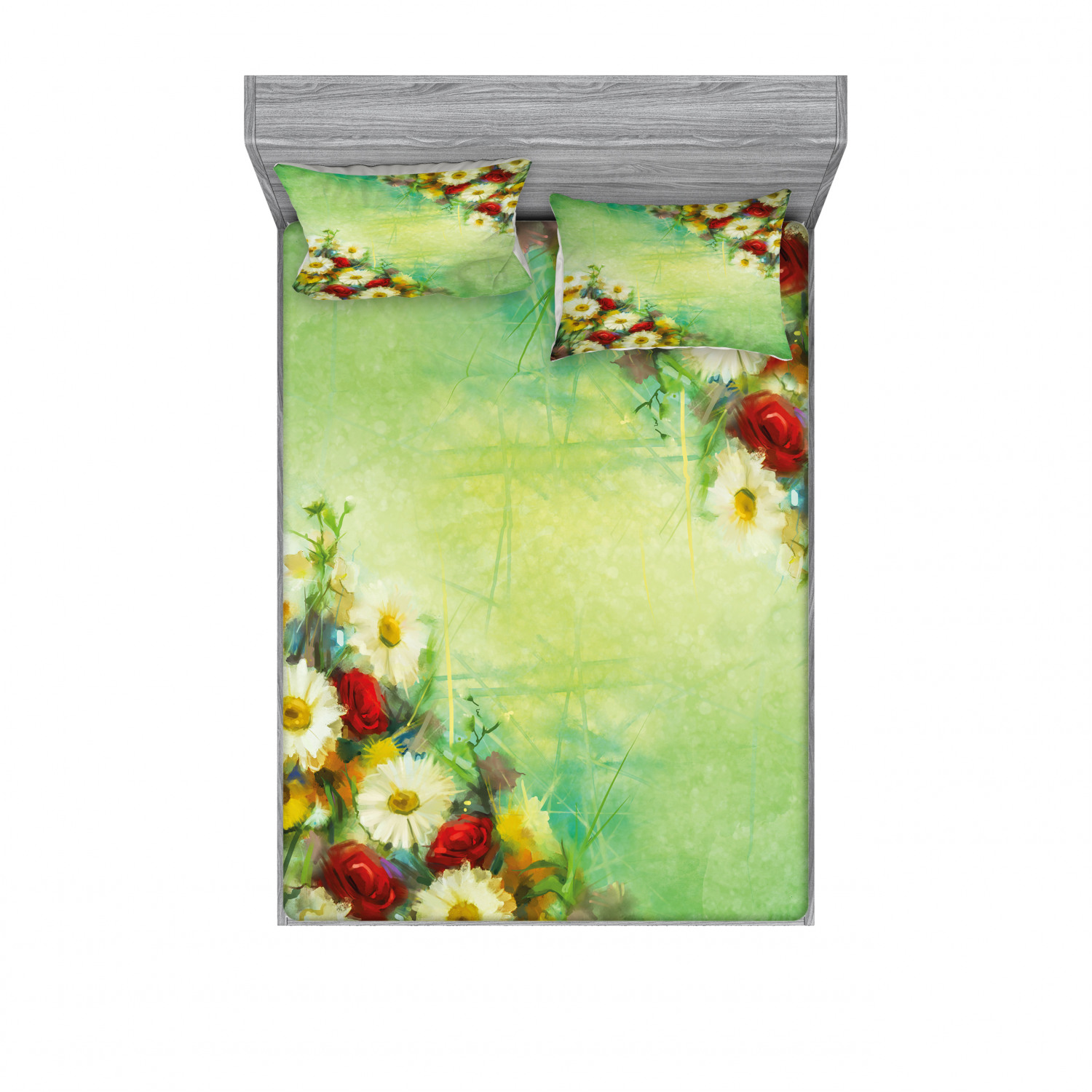 Ambesonne Floral Vintage Fitted Sheet Pillow Sham Set Bedding Decor in 4 Sizes - Picture 103 of 244