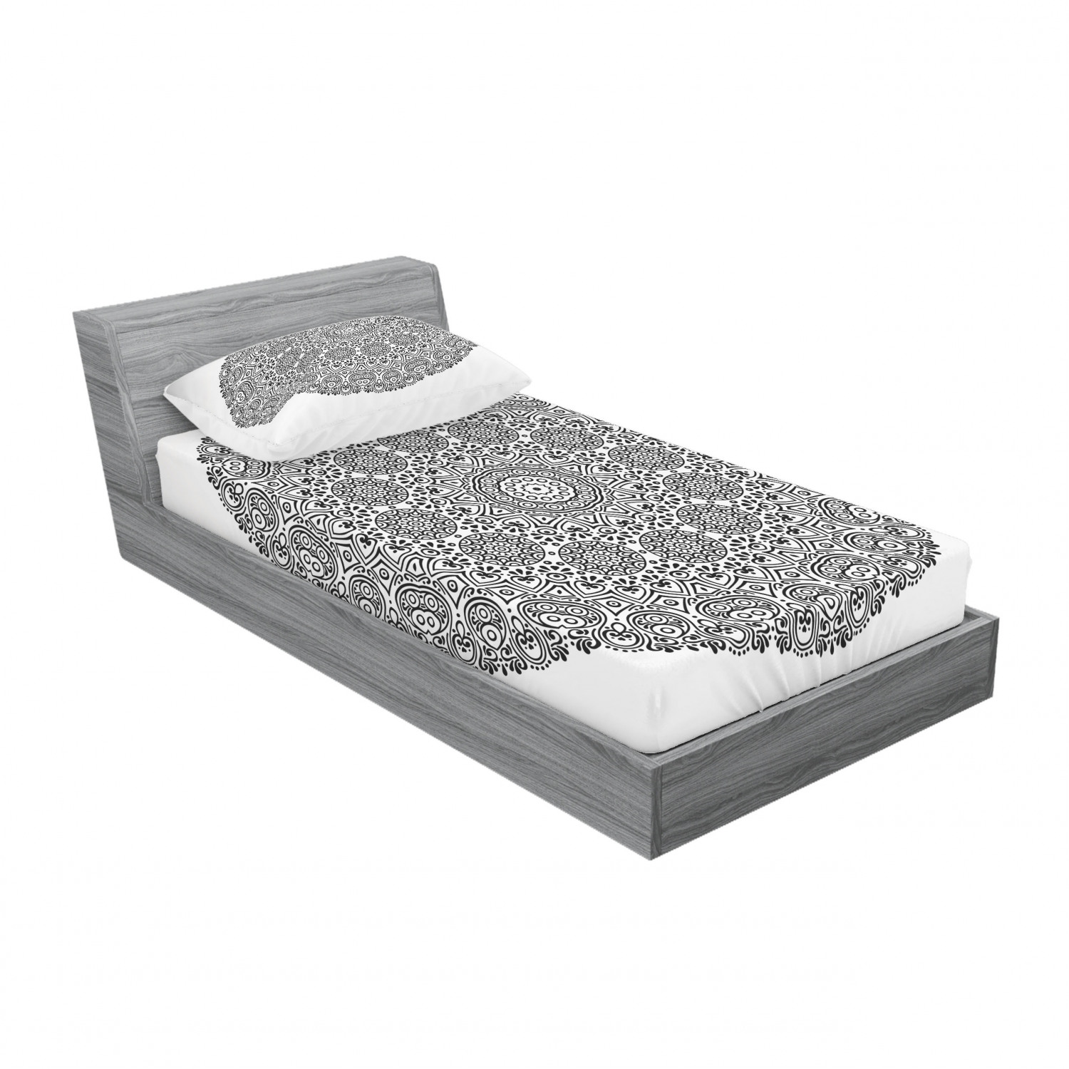 Ambesonne Floral Vintage Fitted Sheet Pillow Sham Set Bedding Decor in 4 Sizes - Picture 130 of 244