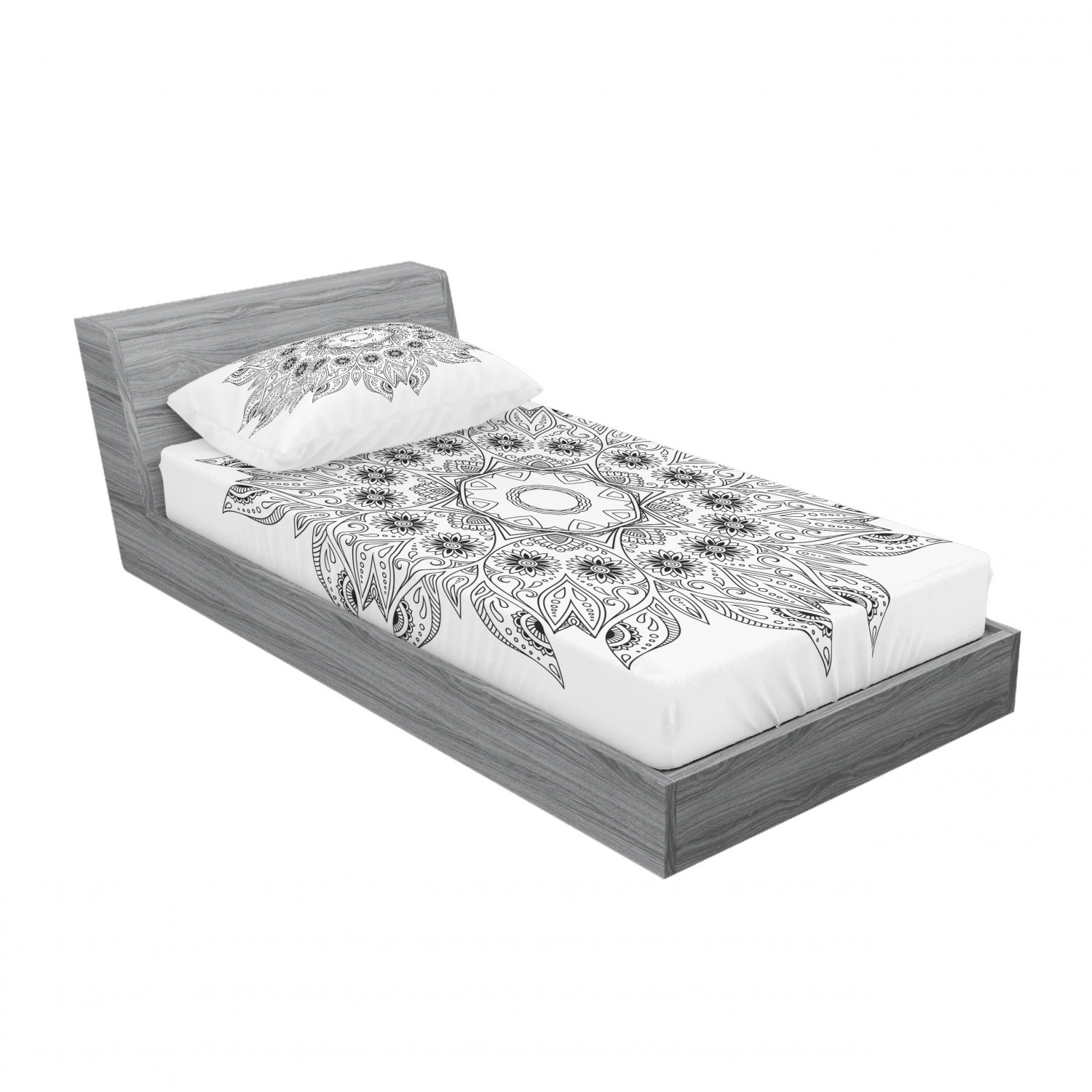 Ambesonne Floral Vintage Fitted Sheet Pillow Sham Set Bedding Decor in 4 Sizes - Picture 122 of 244