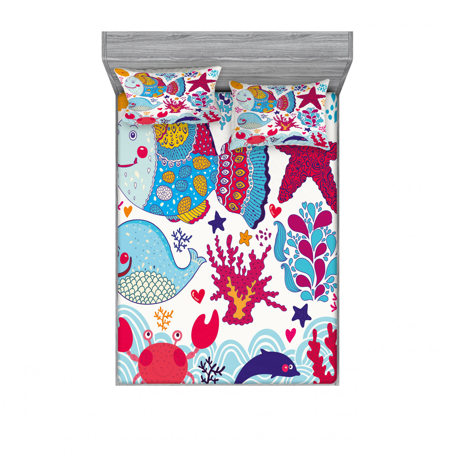 Ambesonne Kids Fitted Sheet Pillow Sham Set Bedding Decor in 4 Sizes - Picture 47 of 244