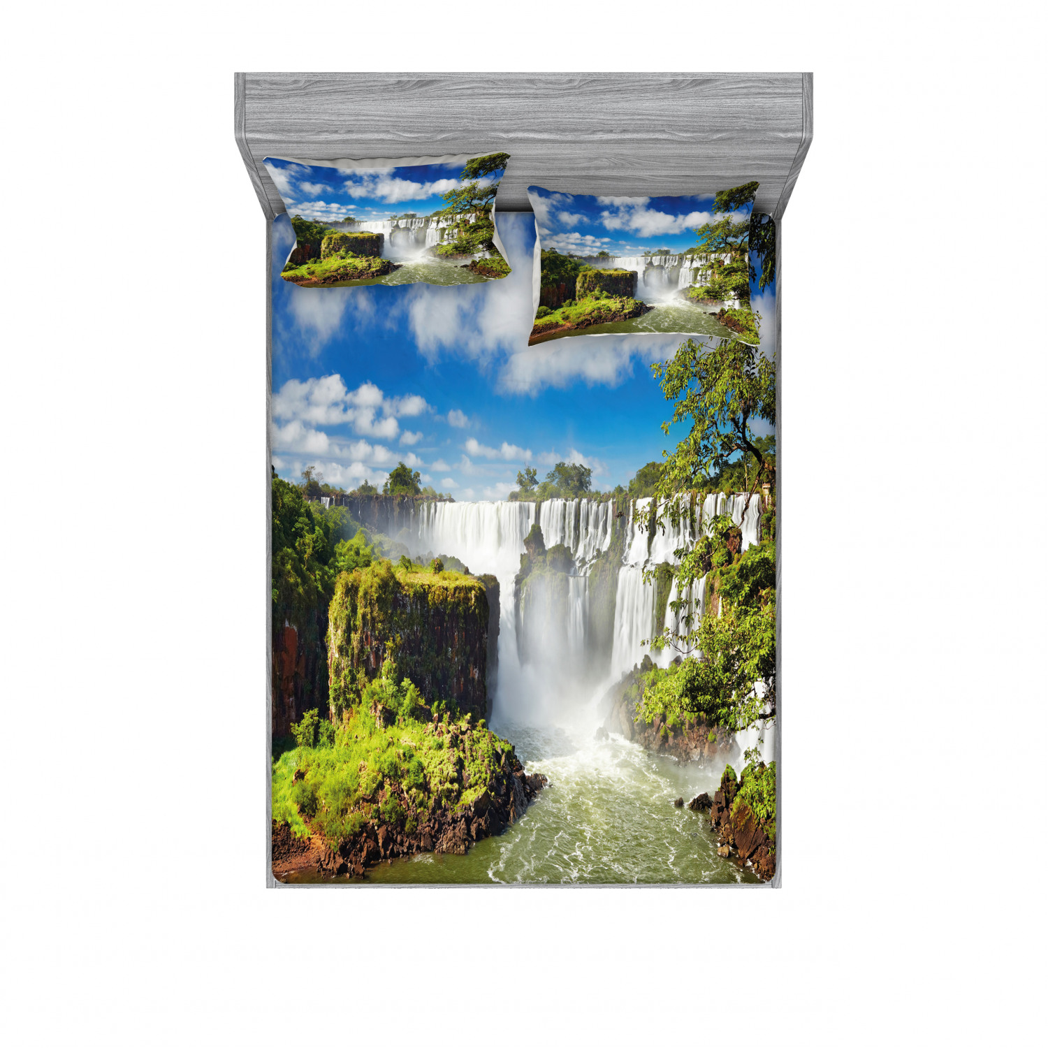 Ambesonne Landscape Floral Fitted Sheet Pillow Sham Set Bedding Decor in 4 Sizes - Picture 11 of 244