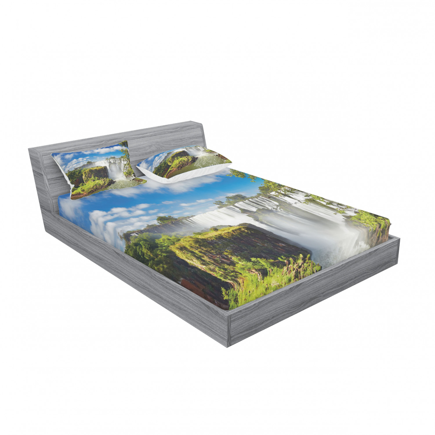 Ambesonne Landscape Floral Fitted Sheet Pillow Sham Set Bedding Decor in 4 Sizes - Picture 12 of 244