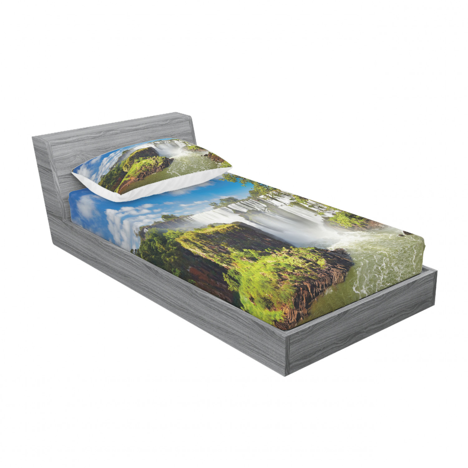 Ambesonne Landscape Floral Fitted Sheet Pillow Sham Set Bedding Decor in 4 Sizes - Picture 10 of 244