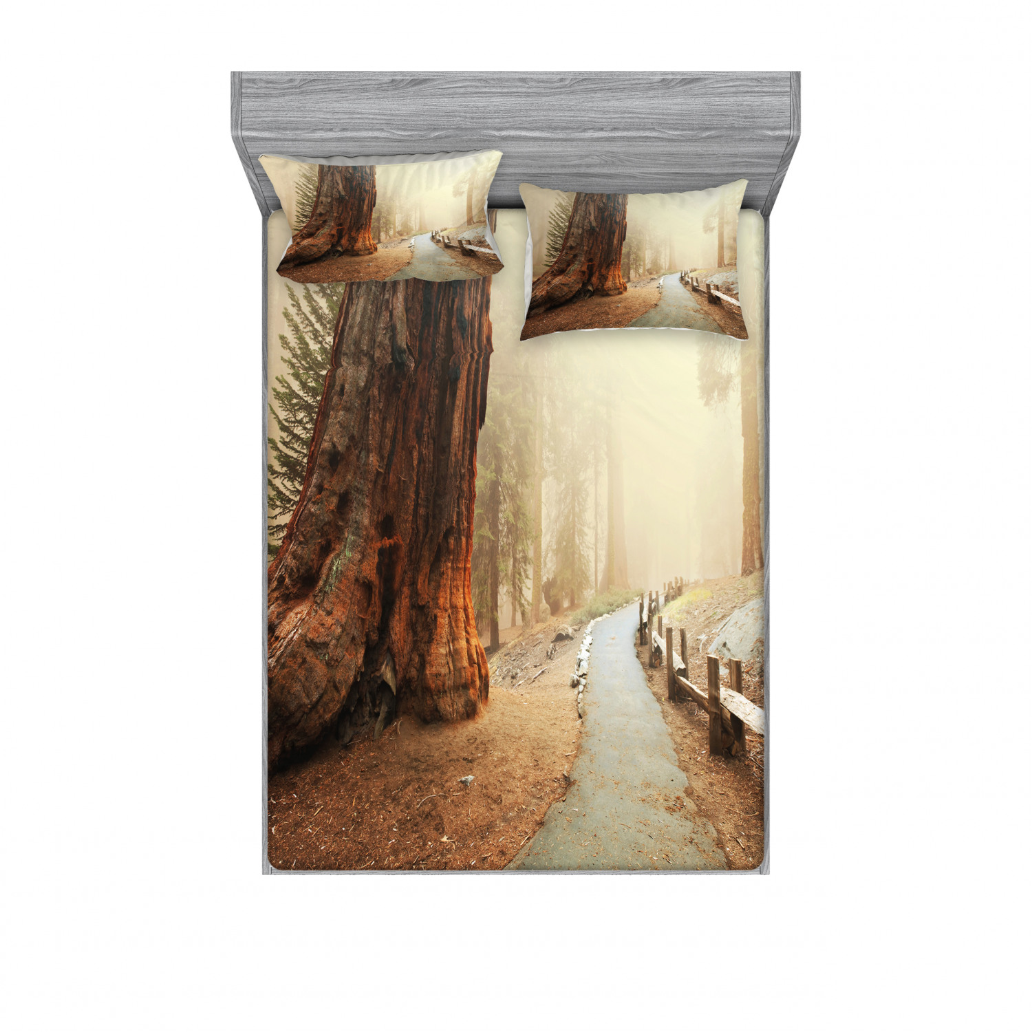 Ambesonne Landscape Floral Fitted Sheet Pillow Sham Set Bedding Decor in 4 Sizes - Picture 75 of 244