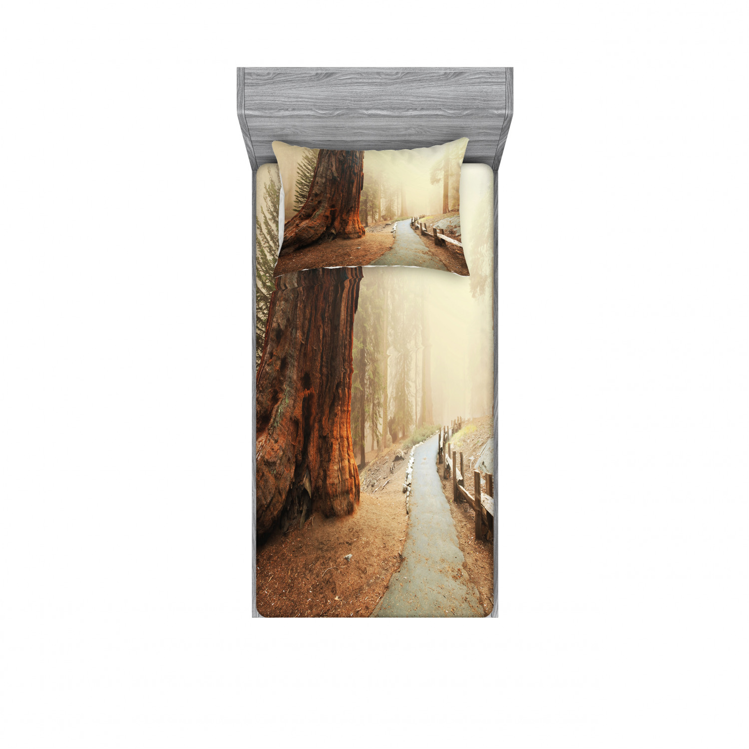Ambesonne Landscape Floral Fitted Sheet Pillow Sham Set Bedding Decor in 4 Sizes - Picture 73 of 244