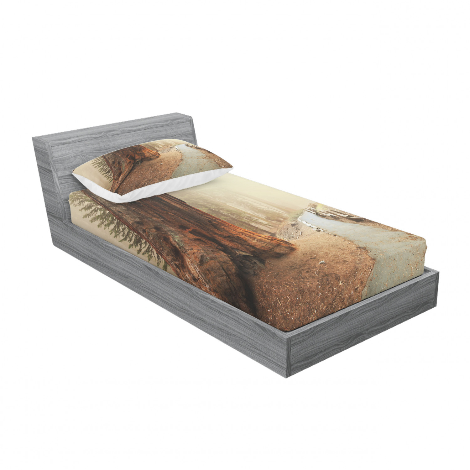 Ambesonne Landscape Floral Fitted Sheet Pillow Sham Set Bedding Decor in 4 Sizes - Picture 74 of 244