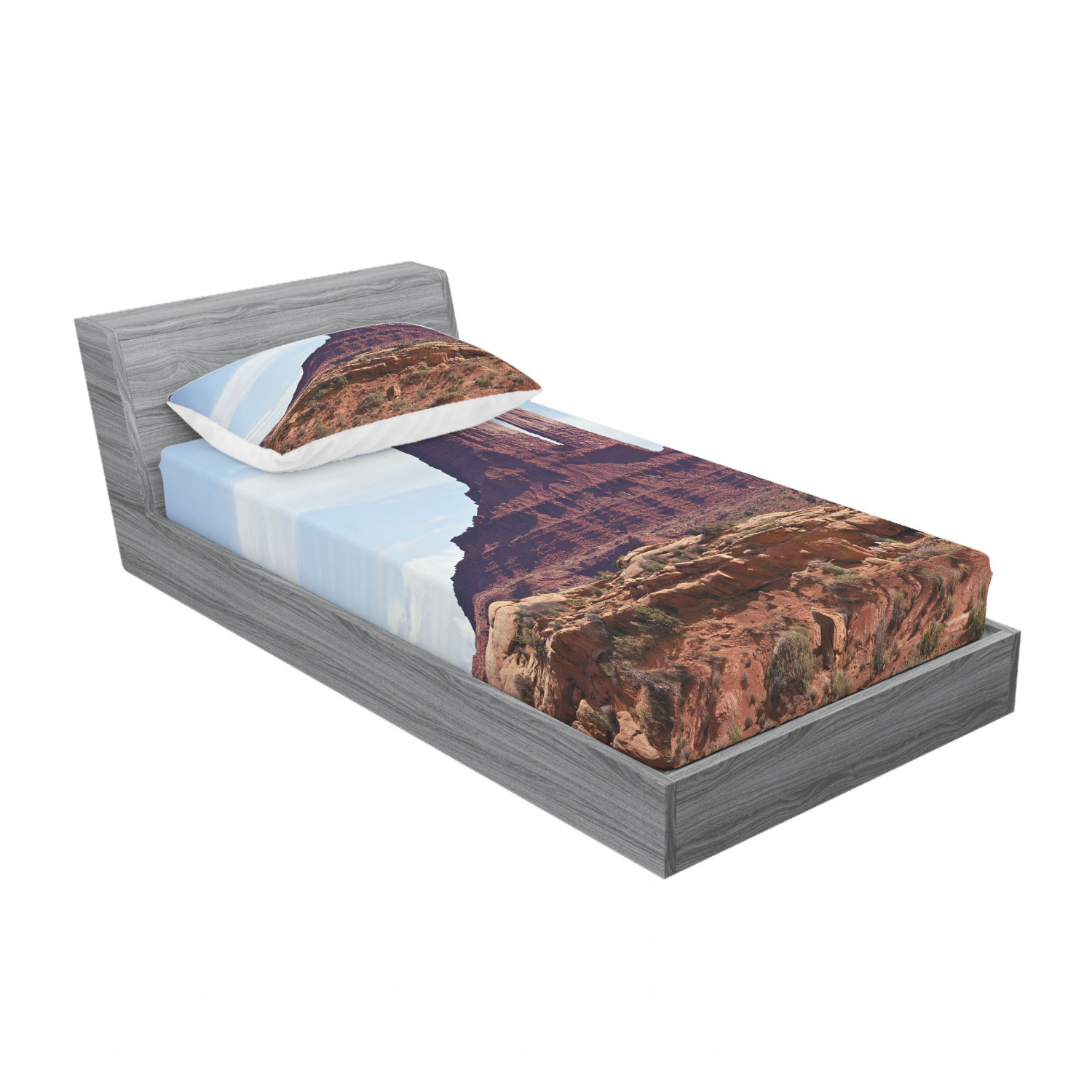 Ambesonne Landscape Floral Fitted Sheet Pillow Sham Set Bedding Decor in 4 Sizes - Picture 90 of 244