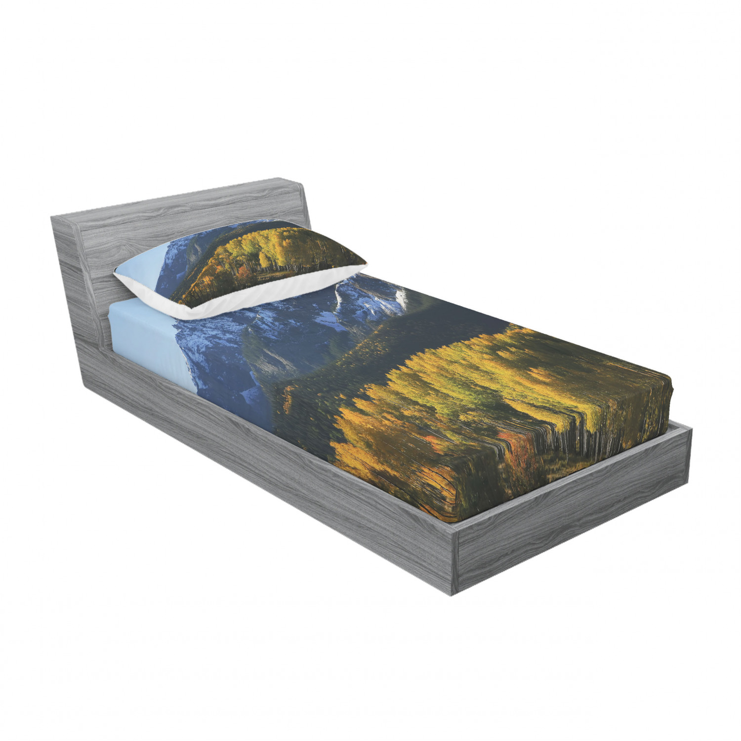 Ambesonne Landscape Floral Fitted Sheet Pillow Sham Set Bedding Decor in 4 Sizes - Picture 46 of 244