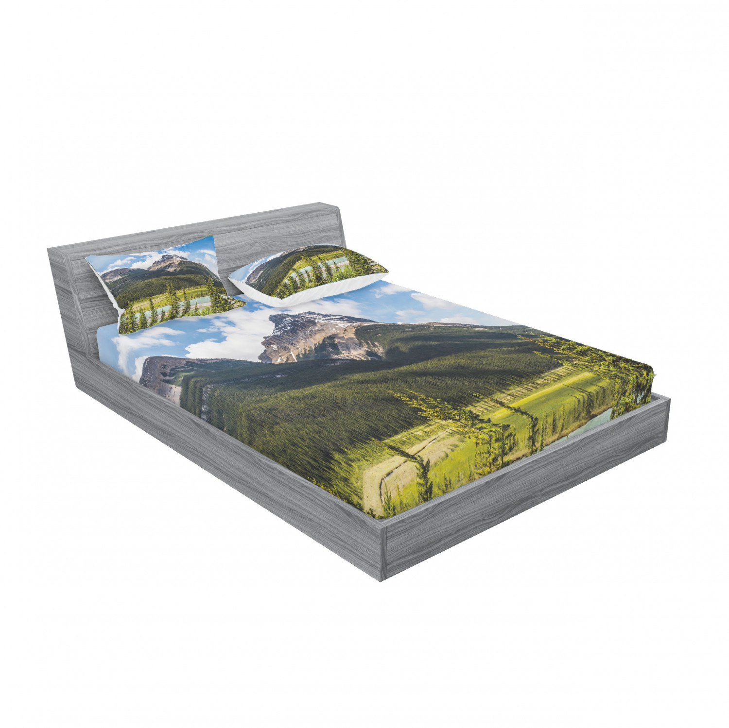 Ambesonne Landscape Floral Fitted Sheet Pillow Sham Set Bedding Decor in 4 Sizes - Picture 164 of 244