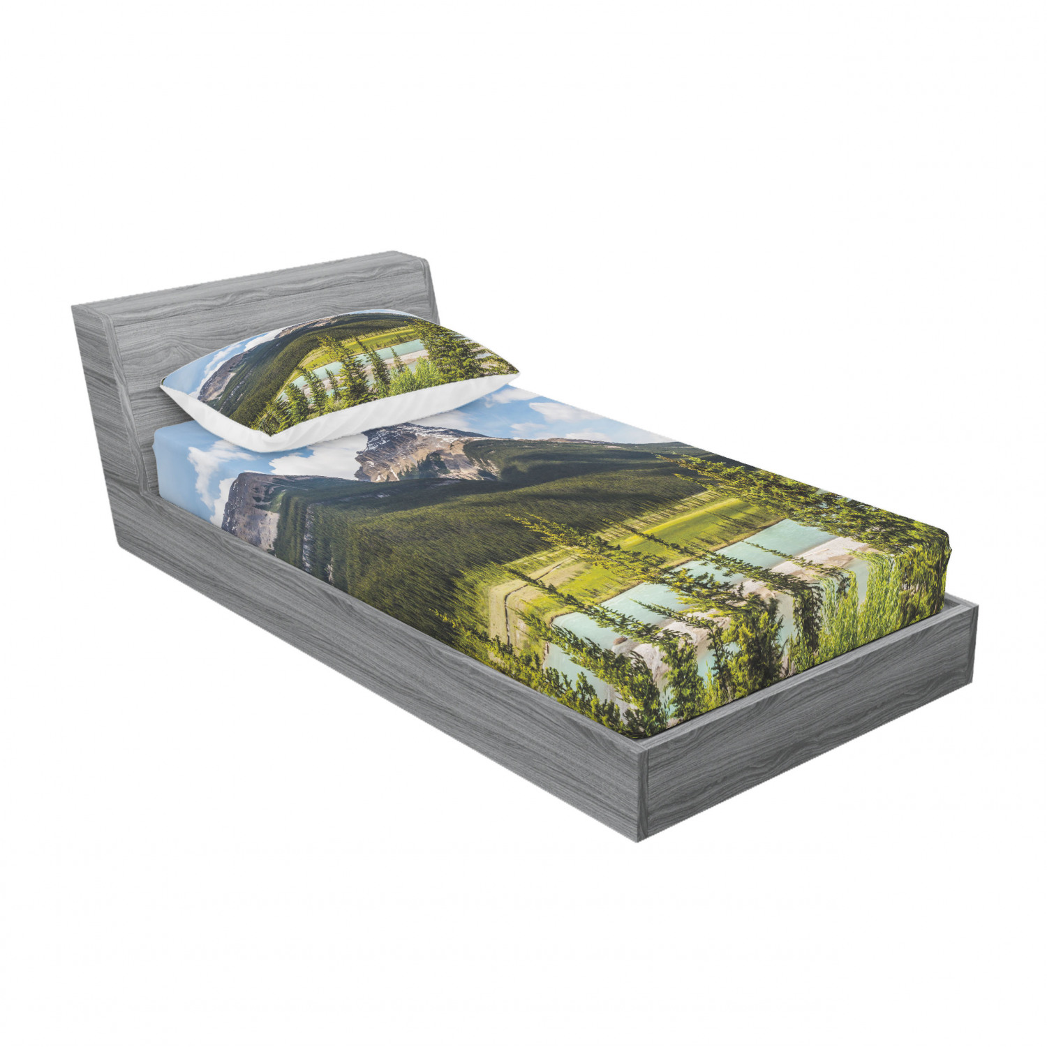 Ambesonne Landscape Floral Fitted Sheet Pillow Sham Set Bedding Decor in 4 Sizes - Picture 162 of 244
