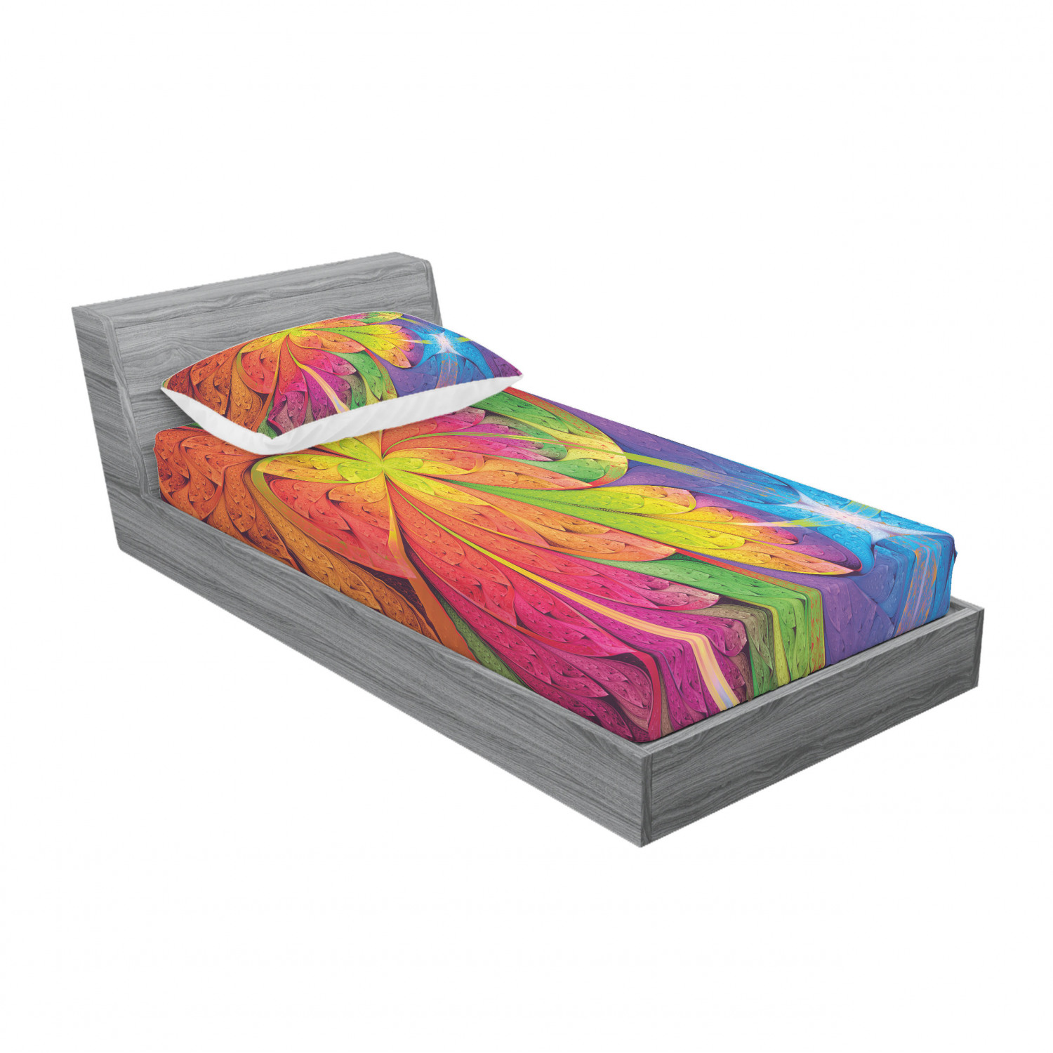 Ambesonne Floral Vintage Fitted Sheet Pillow Sham Set Bedding Decor in 4 Sizes - Picture 226 of 244