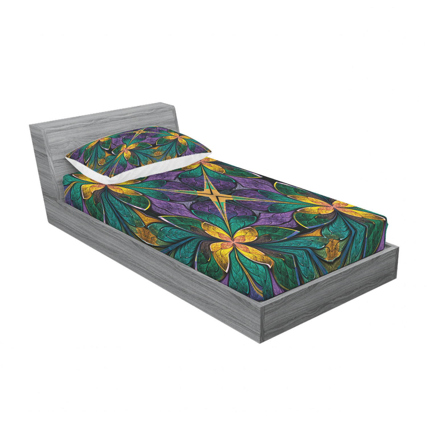 Ambesonne Floral Vintage Fitted Sheet Pillow Sham Set Bedding Decor in 4 Sizes - Picture 6 of 244