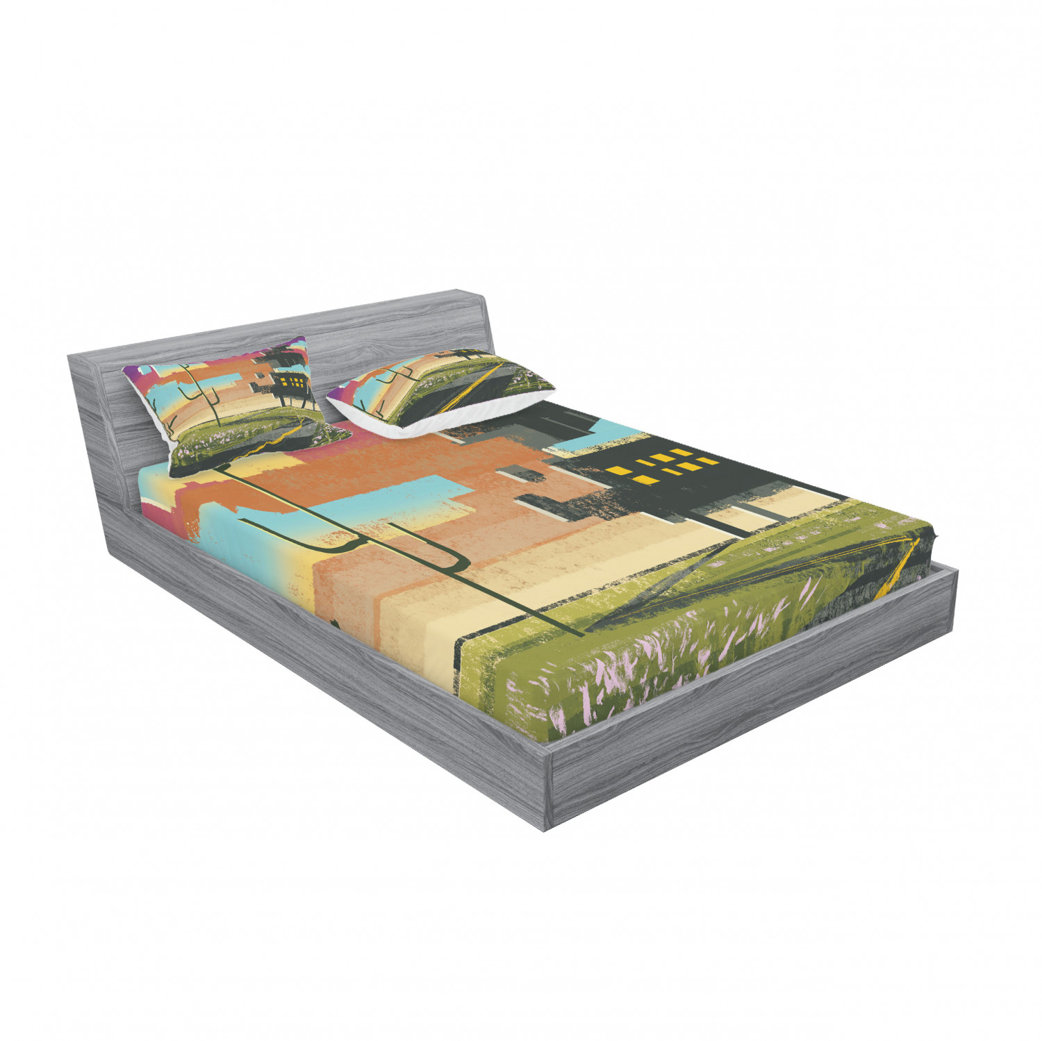 Ambesonne Landscape Floral Fitted Sheet Pillow Sham Set Bedding Decor in 4 Sizes - Picture 88 of 244