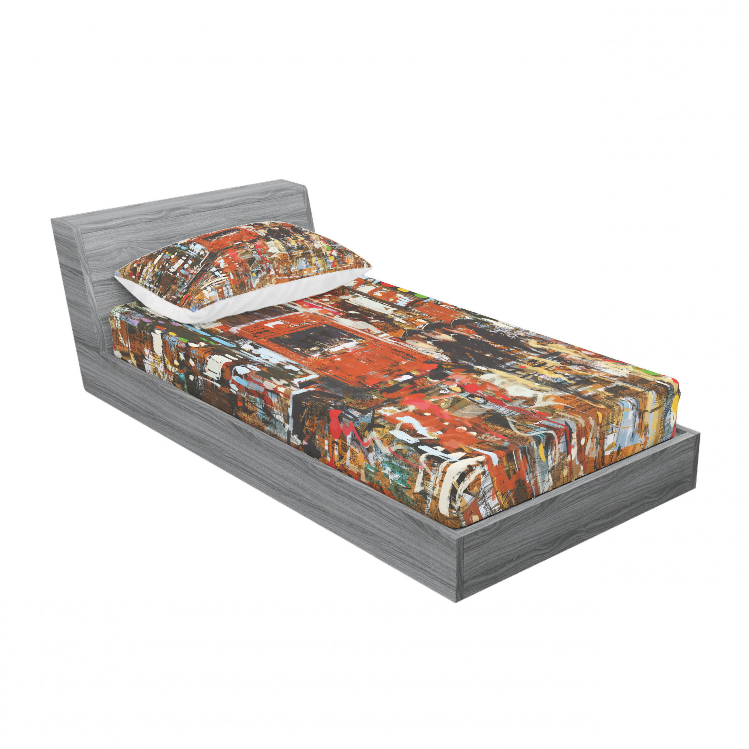 Ambesonne Landscape Floral Fitted Sheet Pillow Sham Set Bedding Decor in 4 Sizes - Picture 210 of 244