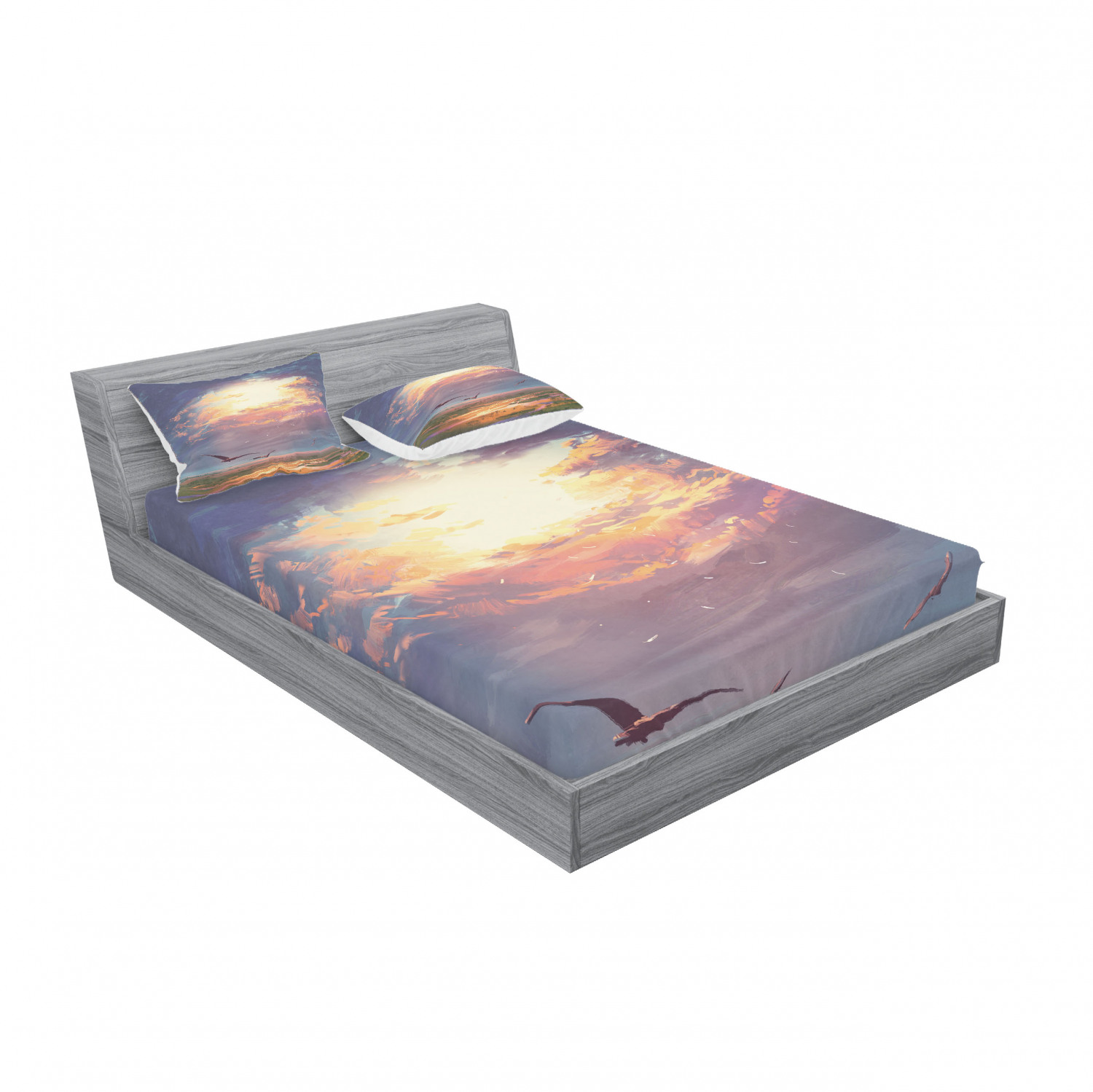 Ambesonne Landscape Floral Fitted Sheet Pillow Sham Set Bedding Decor in 4 Sizes - Picture 20 of 244
