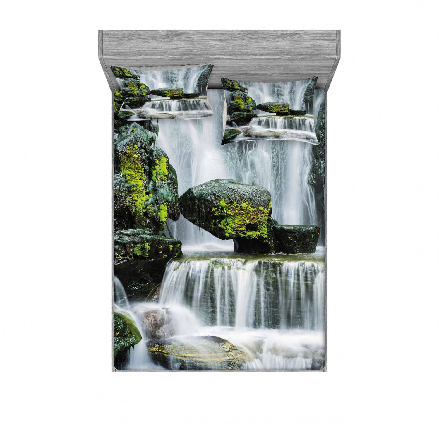 Ambesonne Landscape Floral Fitted Sheet Pillow Sham Set Bedding Decor in 4 Sizes - Picture 239 of 244