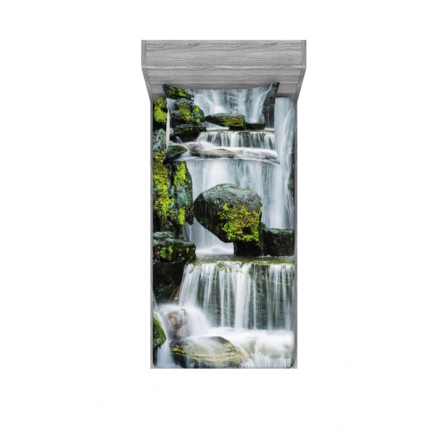 Ambesonne Landscape Floral Fitted Sheet Pillow Sham Set Bedding Decor in 4 Sizes - Picture 237 of 244
