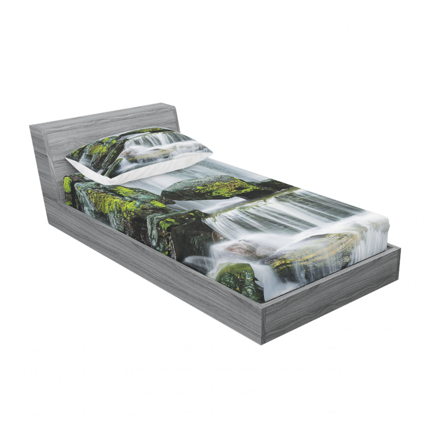 Ambesonne Landscape Floral Fitted Sheet Pillow Sham Set Bedding Decor in 4 Sizes - Picture 238 of 244