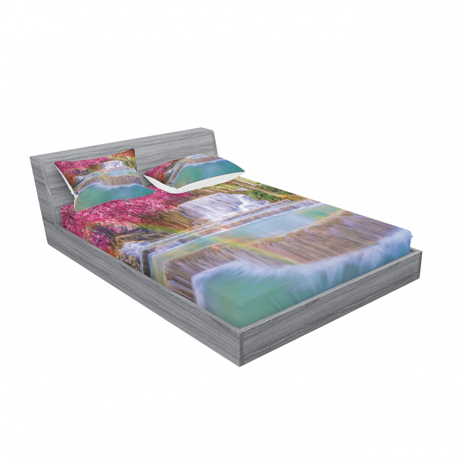 Ambesonne Landscape Floral Fitted Sheet Pillow Sham Set Bedding Decor in 4 Sizes - Picture 224 of 244