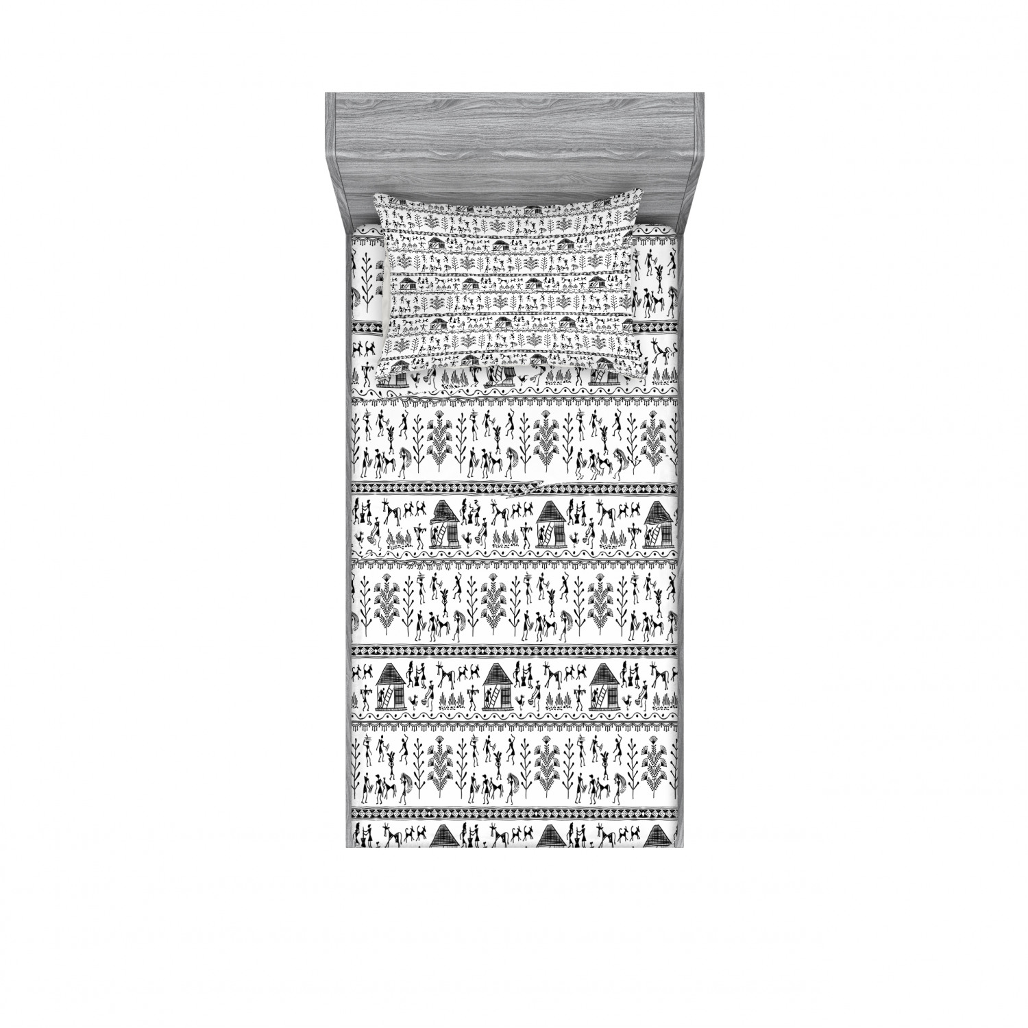 Ambesonne Tribal Fitted Sheet Pillow Sham Set Bedding Decor in 4 Sizes - Picture 209 of 240