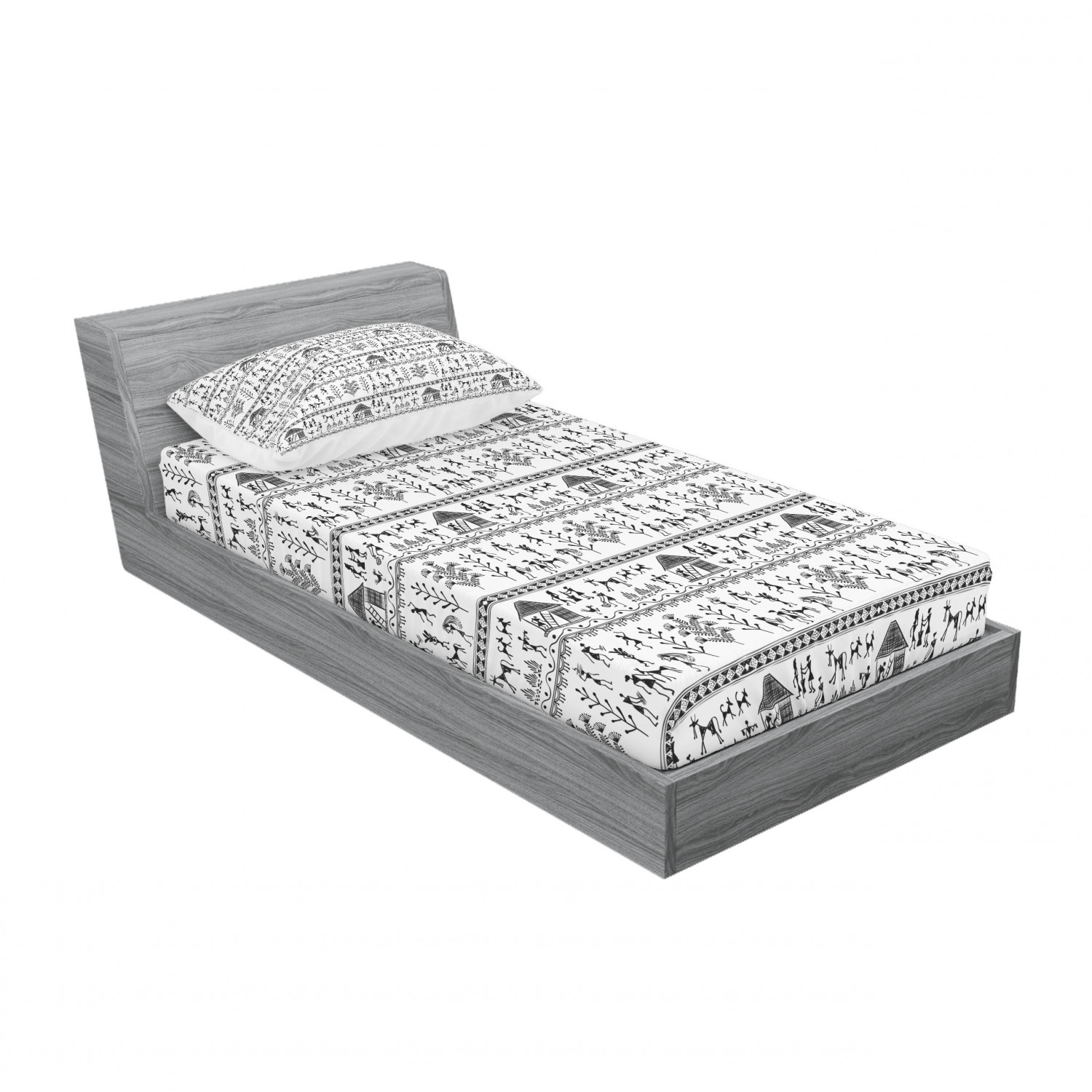 Ambesonne Tribal Fitted Sheet Pillow Sham Set Bedding Decor in 4 Sizes - Picture 210 of 240