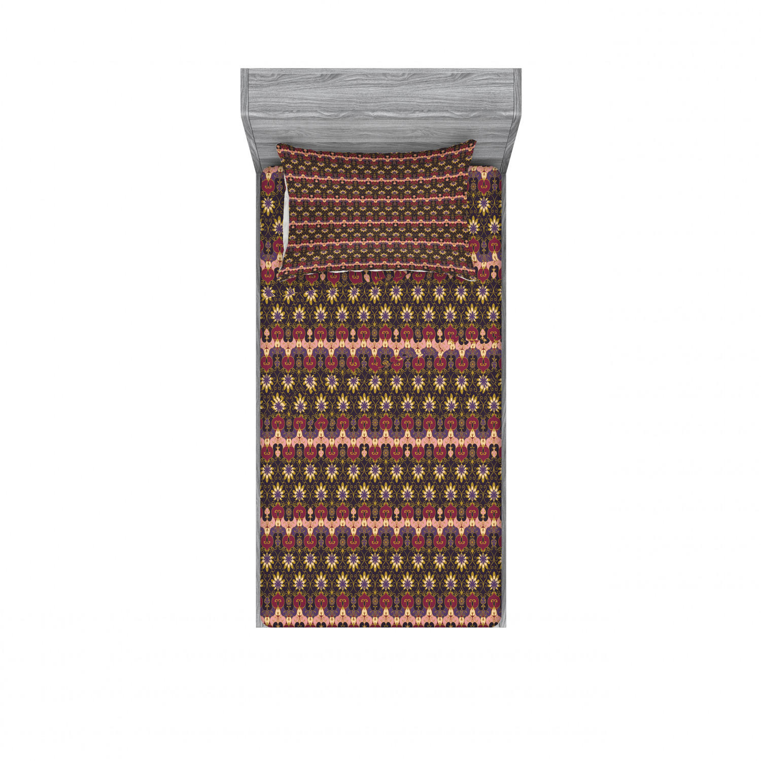 Ambesonne Floral Vintage Fitted Sheet Pillow Sham Set Bedding Decor in 4 Sizes - Picture 21 of 244