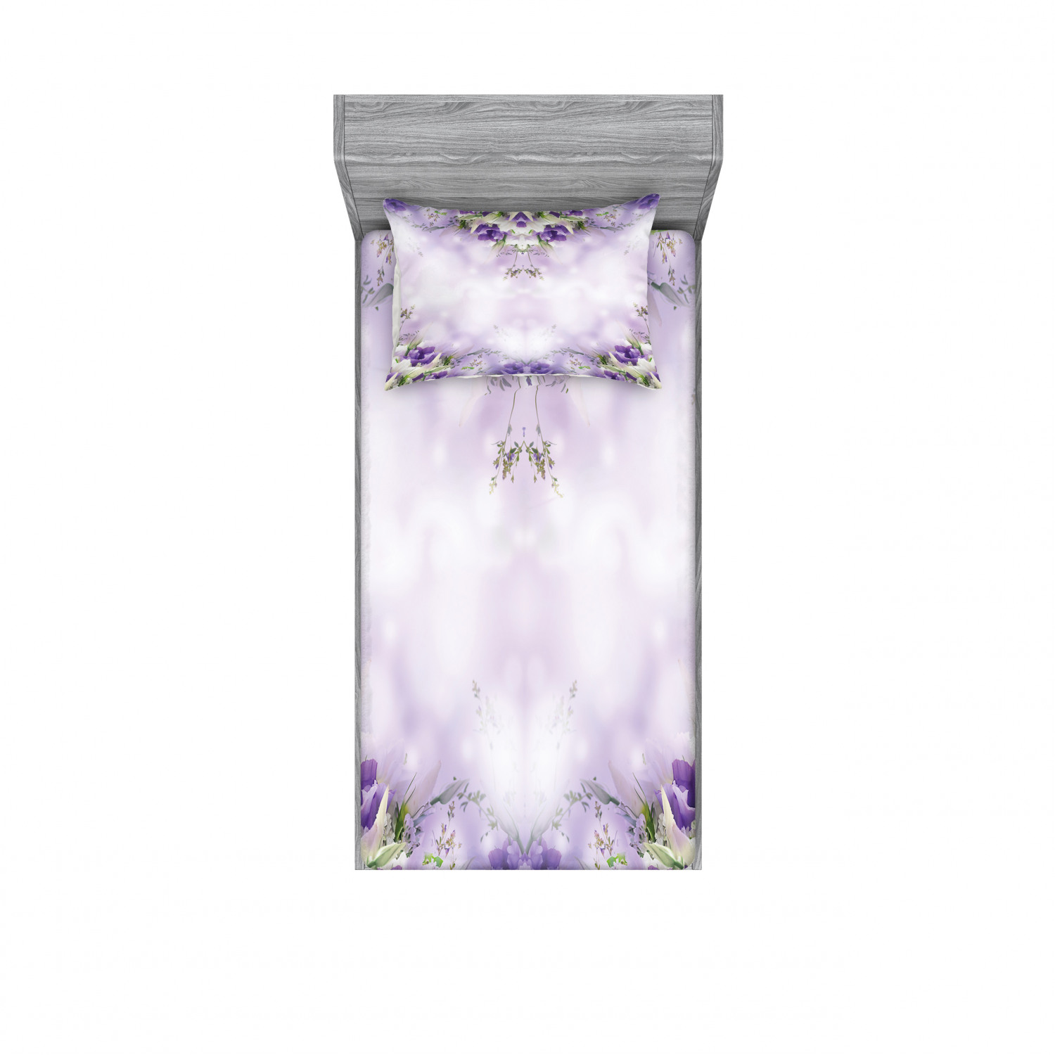 Ambesonne Floral Vintage Fitted Sheet Pillow Sham Set Bedding Decor in 4 Sizes - Picture 201 of 244