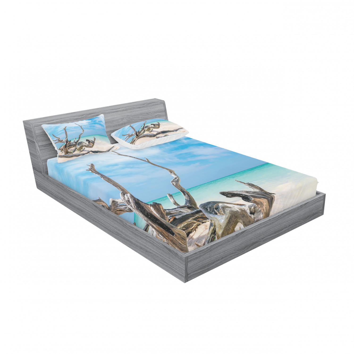 Ambesonne Landscape Floral Fitted Sheet Pillow Sham Set Bedding Decor in 4 Sizes - Picture 156 of 244