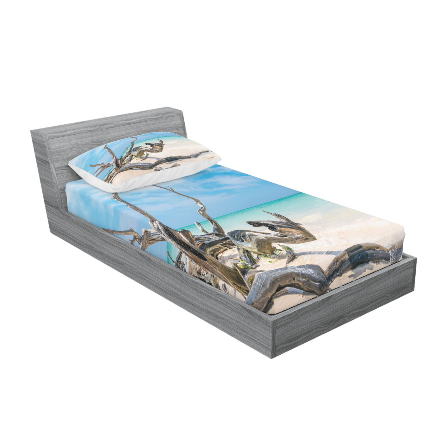 Ambesonne Landscape Floral Fitted Sheet Pillow Sham Set Bedding Decor in 4 Sizes - Picture 154 of 244
