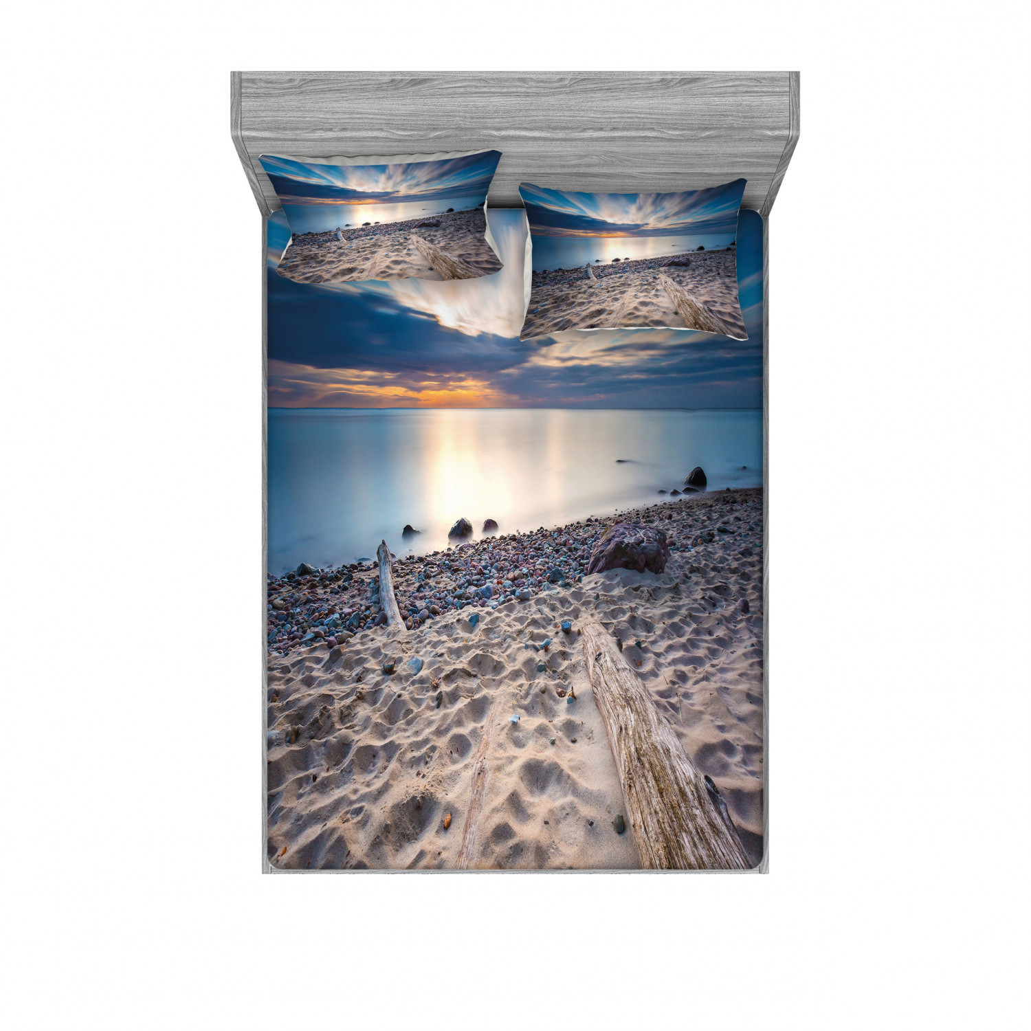 Ambesonne Landscape Floral Fitted Sheet Pillow Sham Set Bedding Decor in 4 Sizes - Picture 147 of 244