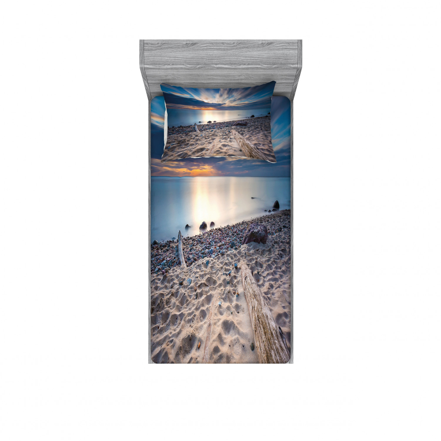 Ambesonne Landscape Floral Fitted Sheet Pillow Sham Set Bedding Decor in 4 Sizes - Picture 145 of 244